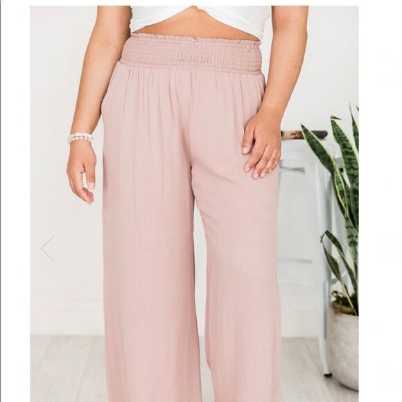 Pink Lily Mauve Smocked Waist Pants - Picture 8 of 8